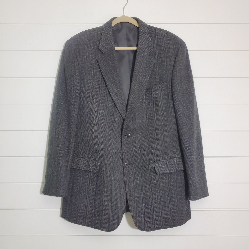 Cricketeer Vintage 100% Wool Sport Coat Herringbone‎ Jacket Blazer. Size: 46R